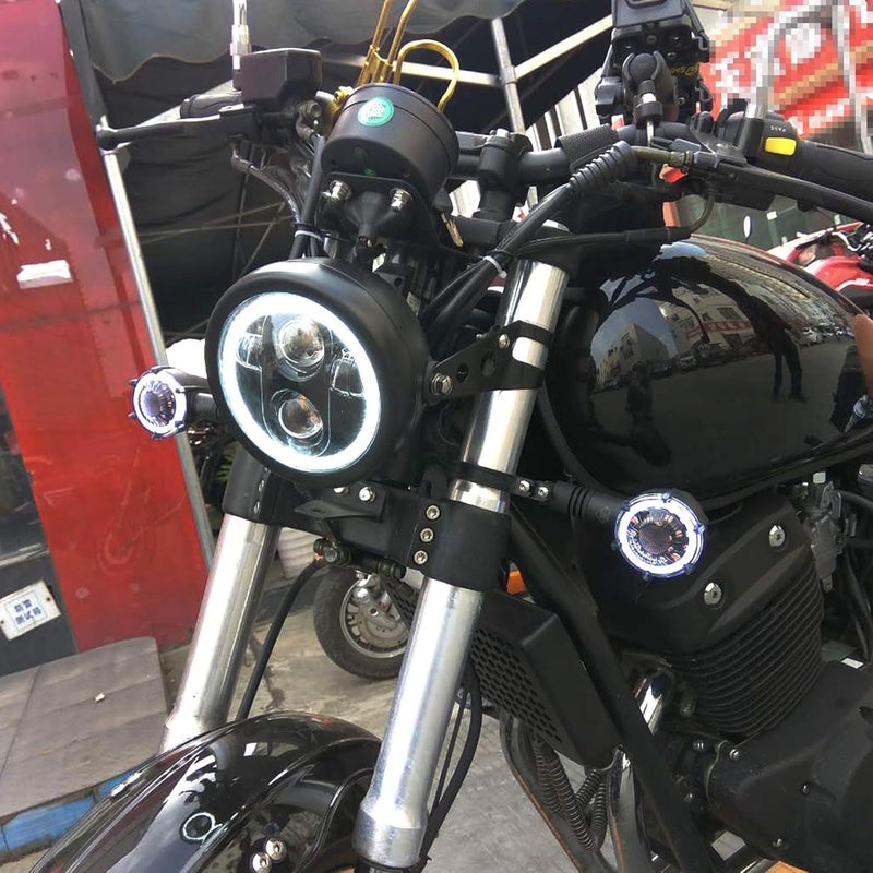 ZZJAUBI Motorcycle Headlight, 5-3/4inch Round Black Projector Headlight with White DRL compatible with XL883N/XG500/XG750/FXDWG/XL1200V - Image 5